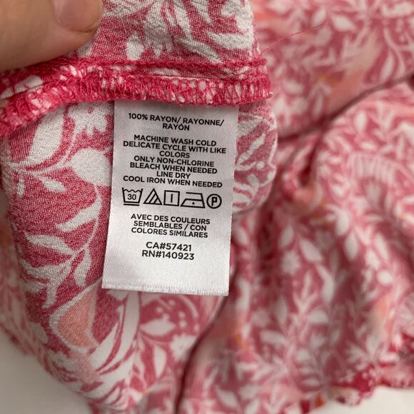 Ann Taylor Loft Floral Blouse Womens S Small Short Sleeve Rayon V Neck Shirt - Picture 8 of 11